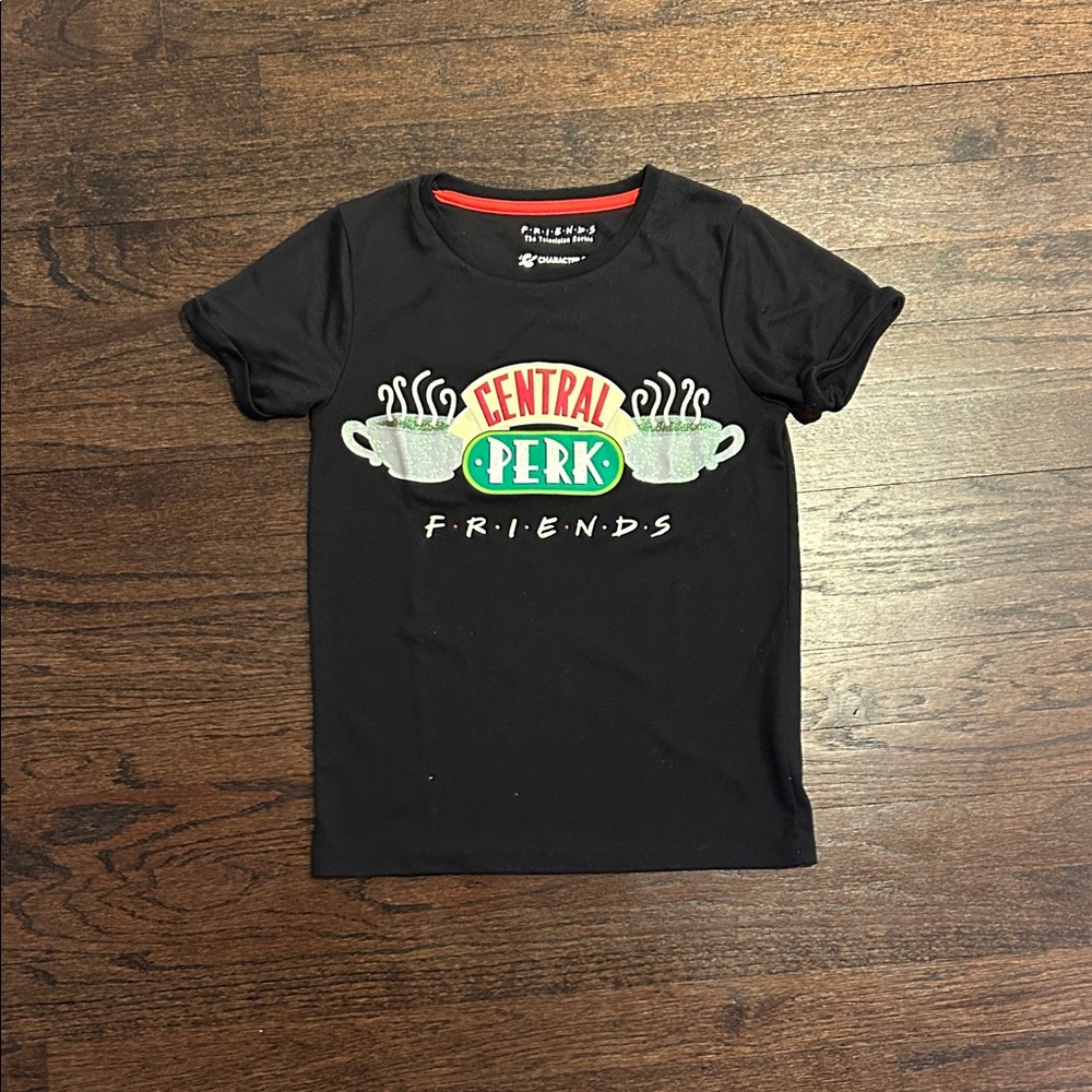 Character.com Girls Friends Central Perk Black Short-Sleeve Tee Size 8